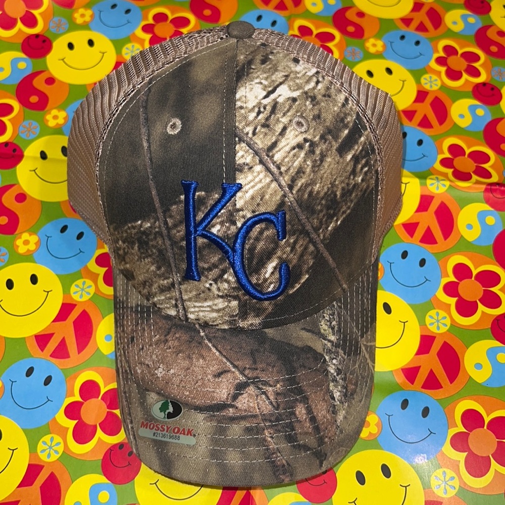 New Kansas City Royals Camouflage Official MLB Mossy Oak Baseball Cap - #4515
